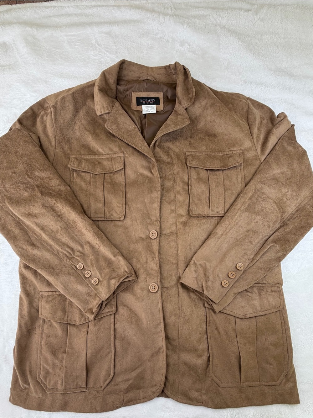 Botany Men's Tan Suede-Look Blazer Jacket
